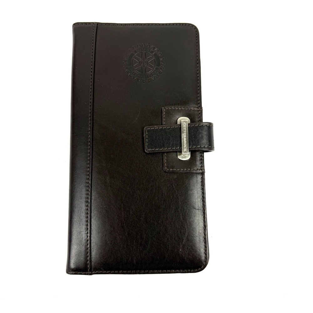 Cutter &‎ Buck Passport Holder Wallet Dark Brown Leather Bifold Rotary Int'l New